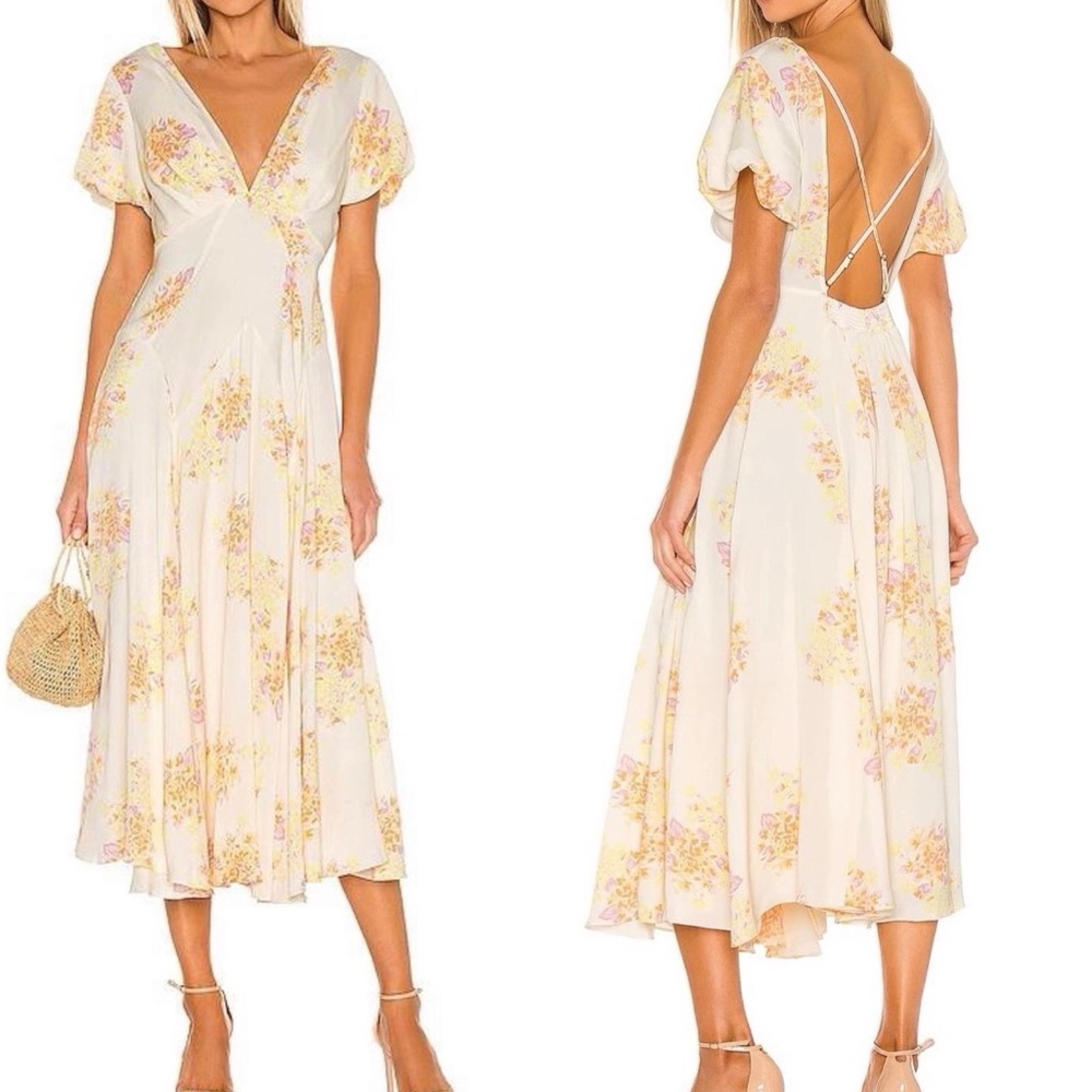 Free People Laura Vintage Floral Printed Maxi Dress Tea Combo
